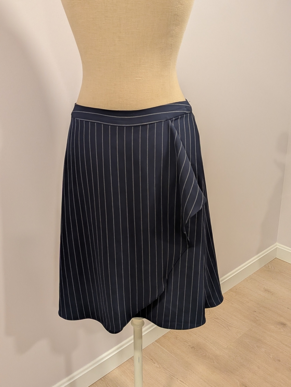 Banana Republic Navy Pinstripe Circle Skirt